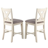 Set of 2 Counter Hight Chairs with X-Cross Back, White and Grey B016P226064