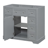 36" Bathroom Vanity without Sink, Cabinet Base Only, One Cabinet and Six Drawers, Grey WF306253AAE