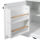 54.9" Kitchen Island with Drop Leaf, Power Outlet, Kitchen Storage Cart with 4 Door Shelves, Cross 57632975