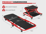2-in-1 Folding Mechanic Creeper Stool, 6 Universal Casters Padded Seat for Garage Workshop 51609187