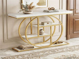 41 Inch Console Table with 3 Tier Open Shelves, Modern Entryway Sofa Table with O-Shaped Metal Frame 92573929