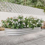 ZUN Raised Garden Bed Outdoor, Oval Large Metal Raised Planter Bed for for Plants, Vegetables, and W840102510