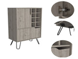 L Bar Single Door Cabinet, Eight Built-in Wine Rack, Four Legs, Light Gray B097120588