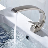 Brushed Nickel Bathroom Faucet,Faucet for Bathroom Sink, Single Hole Bathroom Faucet Modern Single W1932P156228