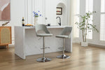 ZUN Bar Stools Set of 2 Modern Grey PU Counter Height Barstool, High Padded Swivel Adjustable Barstools W794P193341