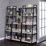Natural and Black Ladder 5-tier Bookshelf B062P184592