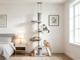 Adjustable Height Cat Tree 90.6-102.4 Inch Floor to Ceiling 5-Level Cat Tower with 3-Rod Support 66688005