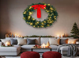 46in Pre-lit Christmas Wreath, Lighted Artificial Xmas Wreath with 150 Warm & Multi-color Lights and 29440664