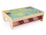 Kids Wooden Train Table with 94PCS Accessories, 2 Reversible Tabletops & 3 Fabric Storage Drawers 88738761