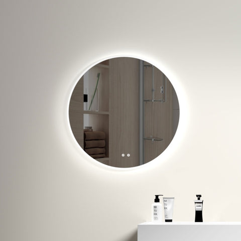 ZUN φ20" Modern LED Backlit Bathroom Mirror with US standard plug, Diffused Soft Light, Defogging W1865108985