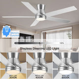 52" Brushed Nickel Lowe Profile Ceiling Fan with Light W1367P270468