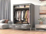 Portable Clothes Closet Rolling Door Wardrobe Hanging Rack Non-Woven Fabric Storage Organizer 89125486
