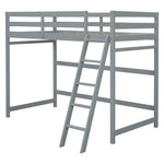 ZUN Twin Size High Loft Bed with inclined Ladder, Guardrails,Grey W504P143320