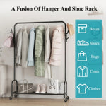 ZUN Mobile Clothes Rack Metal Clothes Rack with Wheels Wardrobe Rack for Hanging Coats, Shirts, Dresses 68105452