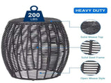 Patio Side Table, Wicker Small Round Metal End Table, Rattan 01036931