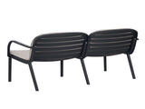 Luna Outdoor Patio PP Loveseat, Black Frame with Beige Cushion N775P272741B