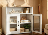 White Modern Engineered Wood Bathroom with Open Compartment, Anti-Toppling Tall Storage 96266294