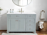 36" Blue Grey Bathroom Vanity with Ceramic Sink - Soft-Close Drawers, Solid Wood Frame, W2896P344088