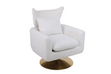Classic Mid-Century 360-degree Swivel Accent Chair, White Teddy Fabric W1361104579