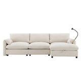 96.5'' Chenille Sectional Sofa with Storage Ottoman and Pockets,Adjustable Phone Holder,Wide,4 36397100
