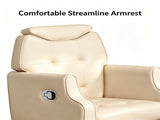 PVC Iron Frame Manual Reclining Pedicure Chair with Stool & Basin, Sand Color 16614721