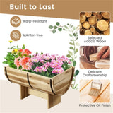Outdoor Wooden Planter Solid Acacia Wood Half-Barrel Planter Box With Legs 90958351