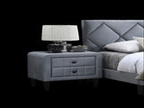 Grey Color Velvet Gorgeous 1pc Nightstand Bedside Table 2x Drawers Bedroom Furniture Sleek Design B011P190167
