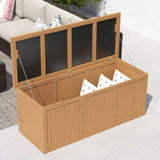 112 Gallon Outdoor Wooden Deck Box Solid Wood Storage Box Seat & Table Top for Patio Furniture W2640P327224