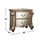 2 Drawers Wooden Nightstand in Gold Patina Finish B016P253224