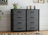 8 Drawers Dresser Chest of Drawers for Fabric Storage Dressers for Living Room Black Gray 05132332