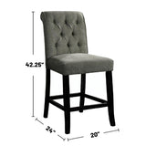 Set of 2 Fabric Upholstered Dining Chairs in Antique Black and Gray B016P156580