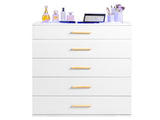 Particleboard Wood Three Drawers With LED Light Bedside Table Dresser Nightstand White 22355401