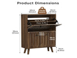 Medieval-style modern shoe cabinet, upright shoe storage unit with vertical grooved finish, W1706P465289
