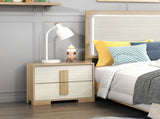 Contemporary Natural and White Finish 2-Drawer Storage Nightstand Wooden Bedroom Furniture 1pc B011P317207