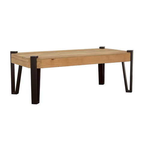 ZUN Natural and Matte Black Top Coffee Table B062P153630