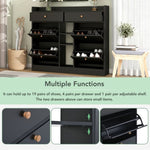 ZUN Modern Shoe Cabinet with 4 Flip Drawers, Multifunctional 2-Tier Shoe Storage Organizer with Drawers, 71629799