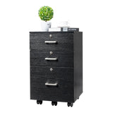 Black Wood Grain Density Board Three Drawers Wooden Filing Cabinet 04676265