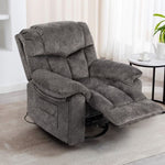 ZUN Swivel and Rocking Recliner Chair with Massage and Heating Bonded Leather Sofa W1403P172912