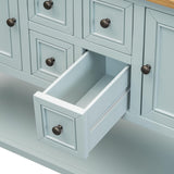 Series Ample Storage Vintage Console Table with Four Small Drawers and Bottom Shelf for Living 51302521
