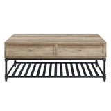 Oak and Sandy Black Coffee Table with Bottom Shelf B062P209062