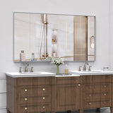 55"x30" Oversized Modern Rectangle Bathroom Mirror with Silver Frame Decorative Large Wall Mirrors W708P297404