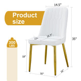 ZUN 4 modern dining chairs, sleek PU leather backrest, and gold metal legs bring a comfortable home W1151P250089