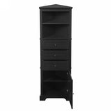 Black Triangle Tall Cabinet with 3 Drawers and Adjustable Shelves for Bathroom, Kitchen or Living N725P247409B