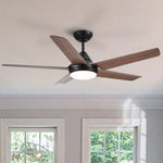 ZUN 48 In Intergrated LED Ceiling Fan Lighting with Brown Wood Grain ABS Blade W136755930