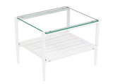 Set of 2 Rectangle End Table, Tempered Glass Tabletop with MDF layer, Modern Table for Living Room , W241P184247