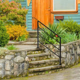 Handrails for Outdoor Steps, Wrought Iron Handrail Fits 1 to 4 Steps, Transitional Handrail with 72072019