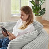 Compressible Corduroy Round Chair with Cushioned Backrest - Modern Comfort Seating for Living W2339P323619