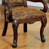 ZUN Formal Traditional Cherry Set of 2pc Arm Chairs Room Brown Damask Print Fabric Solid wood B011P143312