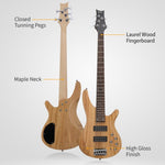 ZUN 44 Inch GIB 5 String H-H Pickup Laurel Wood Fingerboard Electric Bass 24572750