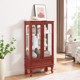 ZUN Lighted Glass Cabinet Glass Wine Cabinet Curio Display Cabinet with Adjustable Glass Shelves 2 Doors W2275P178823